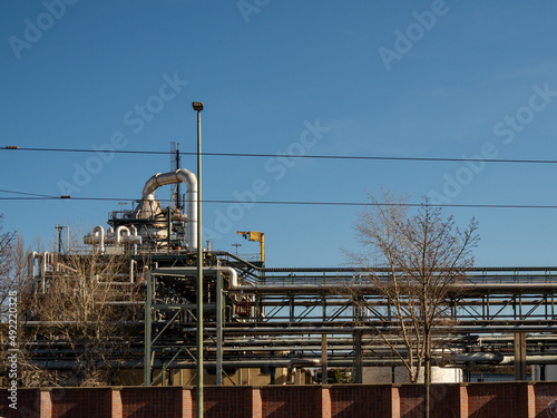 Industrial Zone. Thermal power station. Close up.