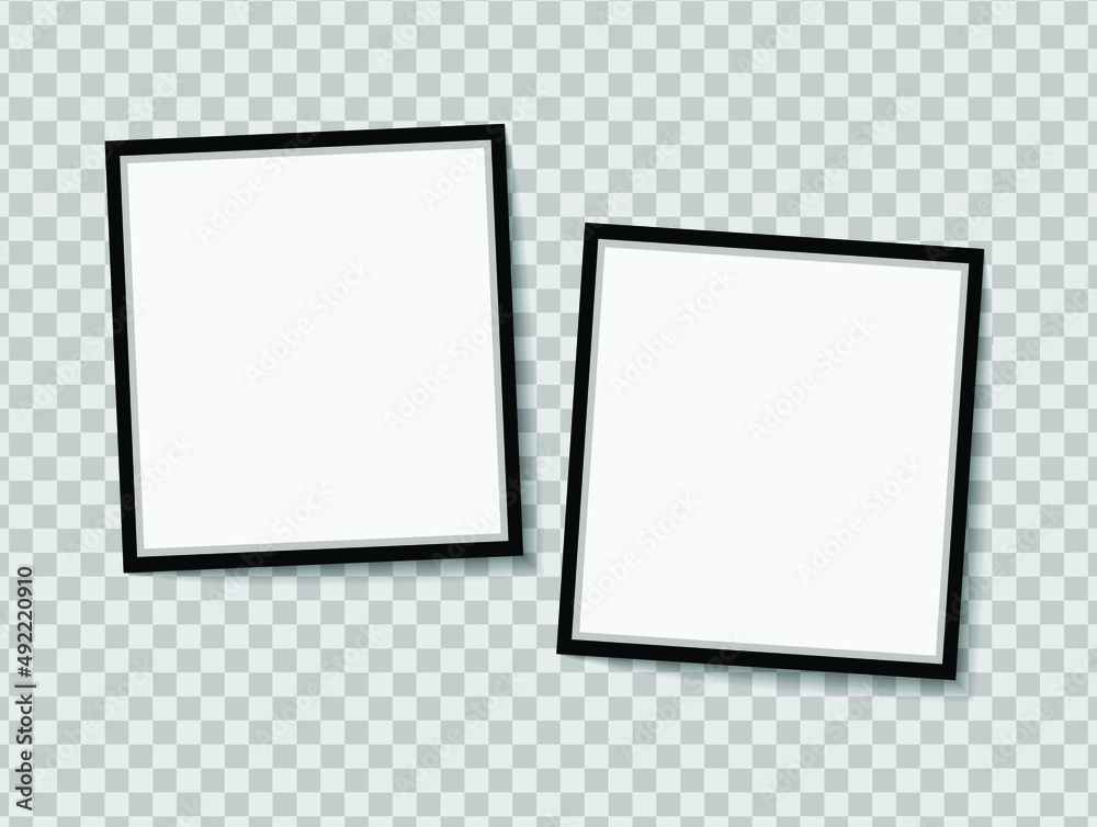 Set of vector Photo frame mockup design on sticky tape isolated on transparent background Set of vector Photo frame mockup design on sticky tape isolated on transparent background