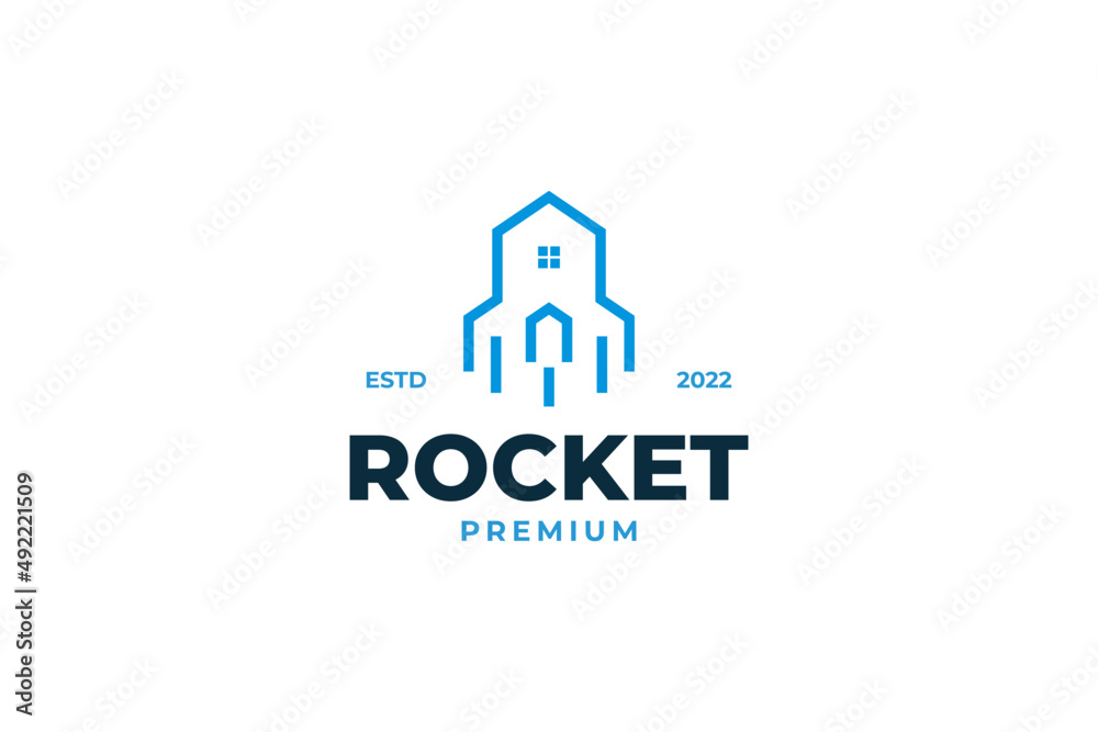 Rocket house logo design vector template