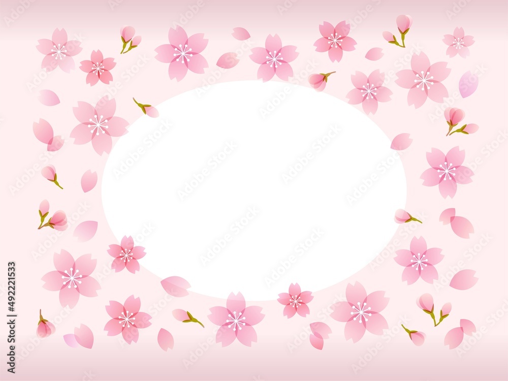 桜の花をあしらったフレーム,楕円形