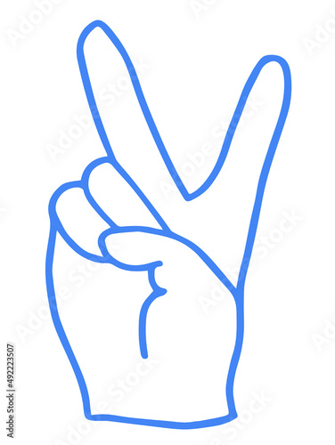 Peace sign depicted with fingers on the hand