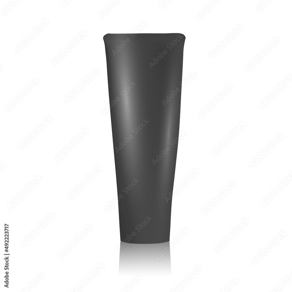 Black cream tube mockup on white background. Tube packaging mock up. Vector illustration. Black cream tube mockup on white background. Tube packaging mock up. Vector illustration.
