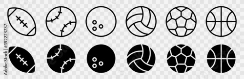 Fényképezés Sport balls vector icons set