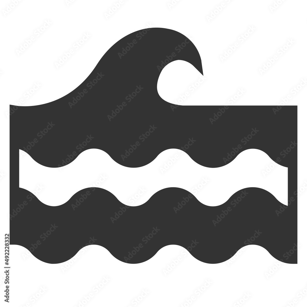 Vector sea wave solid icon, wave and power  artboard 64x64 pixel, isolated white background