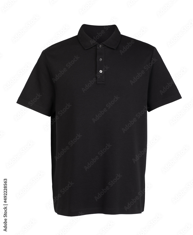 Polo t shirt template, front view on the white background. Black polo t