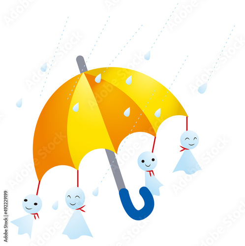 Vector illustration of Teru Teru Bozu and Umbrella