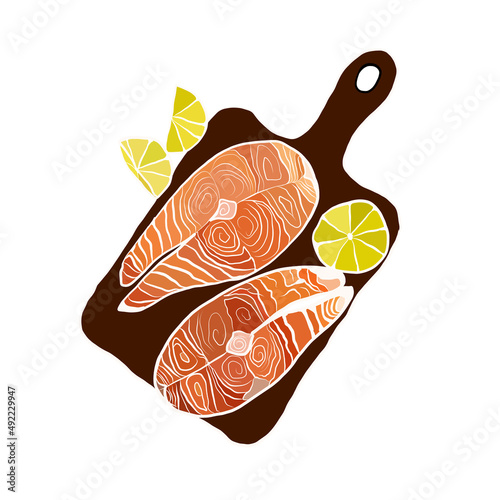 fish salmon uncooked vector illustration 