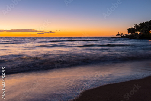 Sunset on Kauna oa  Mauna Kea  Beach  Hawaii Island  Hawaii  USA