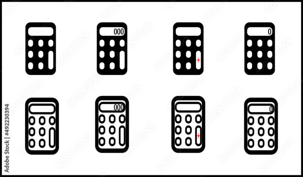 set of calculator icon isolated white background set of calculator icon isolated white background
