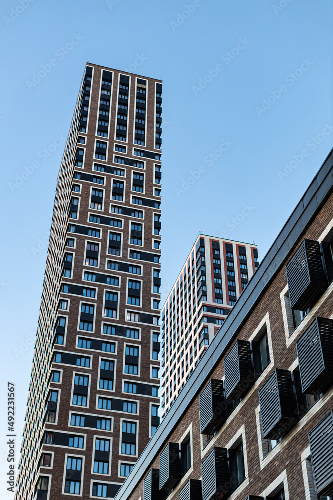 Moscow, Russia - March 02, 2022: new apartment building Moscow, Russia - March 02, 2022: new apartment building