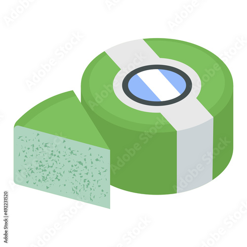 green marbling cheese Concept,  hard cheese made from cows milk vector color icon design, Caseiculture symbol, Cheesemaking Production Factory  Sign, dairy products and food preservation process stock