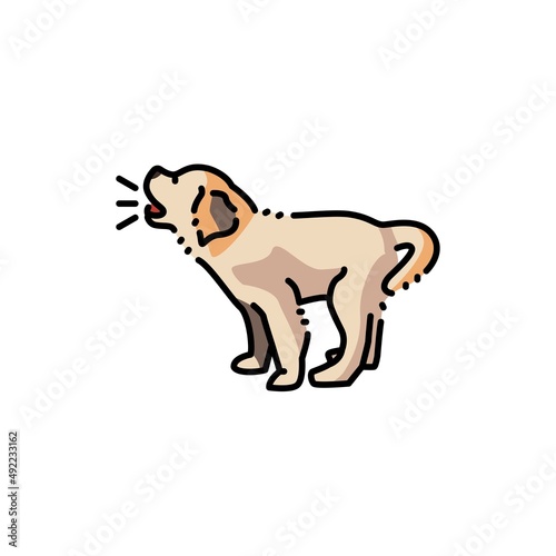 Barks golden retriever puppy color line icon. Pictogram for web page