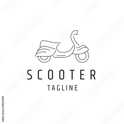 Scooter line logo icon design template flat vector photo