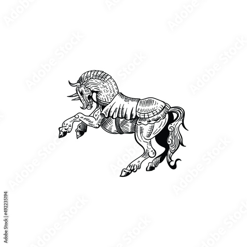 war horse drawing vector illustration, suitable for logos, icons, sketches, mascots, etc