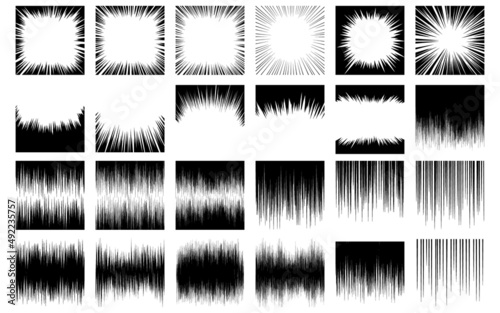 集中線のベクターイラストの素材セット