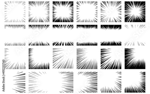 集中線のベクターイラストの素材セット