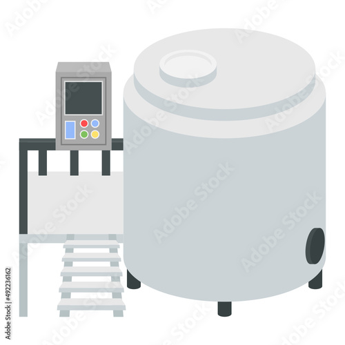 milk pasteurization unit with control panel Concept, Pot vector icon design, Caseiculture symbol, Cheesemaking Production Factory  Sign, dairy products and food preservation process stock illustration
