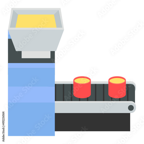 automated processed cheese packaging machine Concept vector icon design, Caseiculture symbol, Cheesemaking Production Factory  Sign, dairy products and food preservation process stock illustration