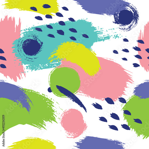 Hand drawn dry brush strokes seamless background. A bright pattern is excellent for fabric, web background, scrapbook, surface textures.