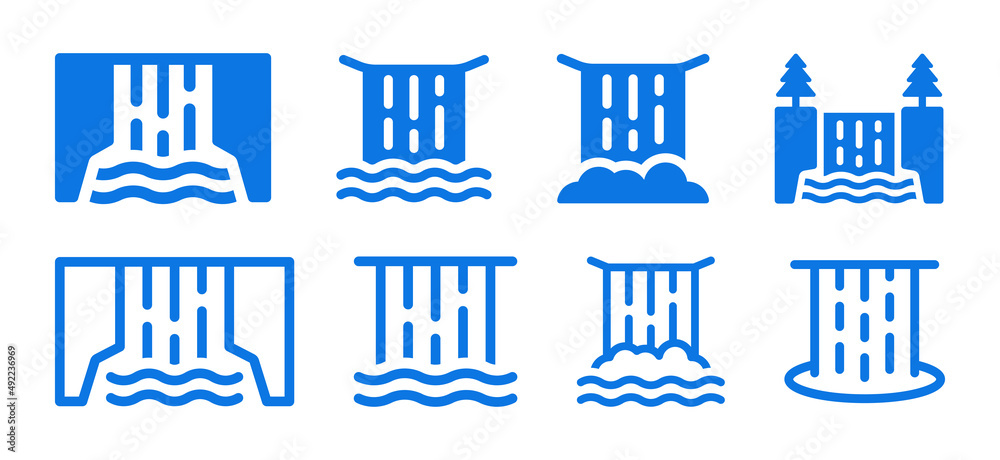 Waterfall icon collection in graphic design.