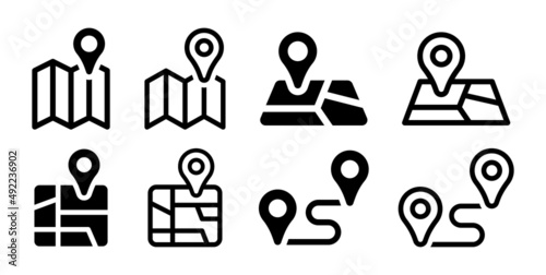 Location map pin icon collection isolated on white background.