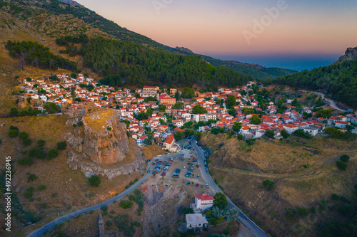 Chora is a traditional medieval village and capital of Samothraki island, Greece photo