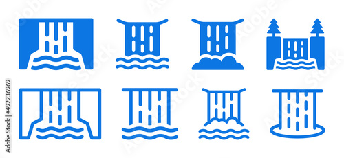 Waterfall icon collection in graphic design.