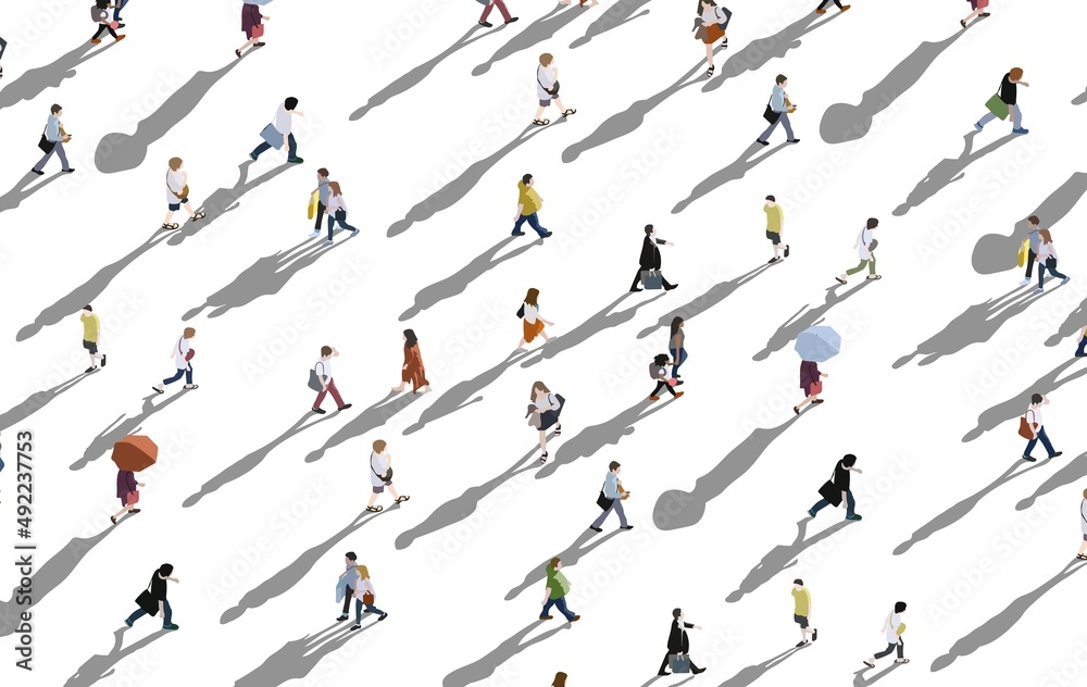 custom made wallpaper toronto digitalgoup of people walking aerial - illustration of crowd of people