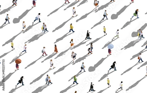 goup of people walking aerial - illustration of crowd of people © hanohiki