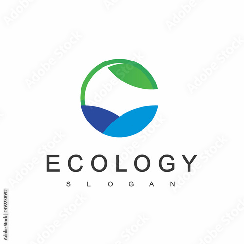 Water Leaf Ecology Logo Design Template