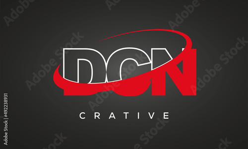 DCN creative letters logo with 360 symbol vector art template design