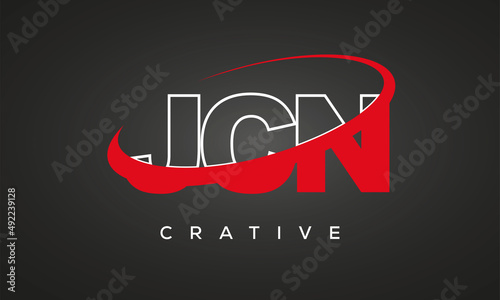 JCN creative letters logo with 360 symbol vector art template design