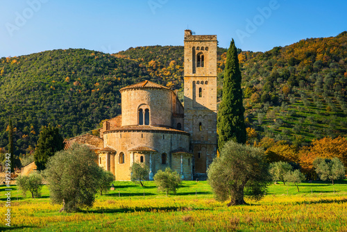 Photography Sant Antimo abbey. Montalcino. Tuscany, Italy