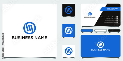 M S circle logo with businesscard premium vektor 