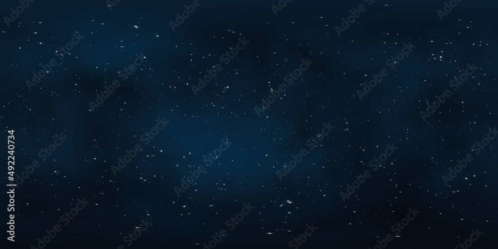 360 degree space background with stars panorama, equirectangular projection, environment map. HDRI spherical panorama. Night starry sky background