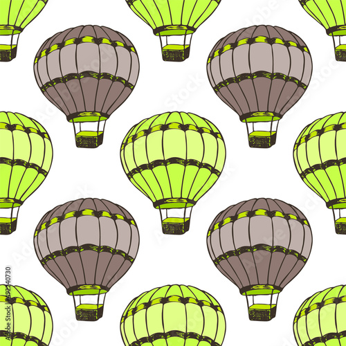 Cartoon hot air balloons  illustration vector seamless patter.