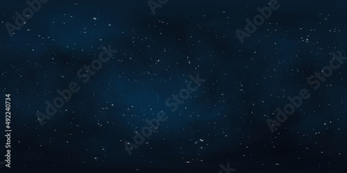 360 degree space background with stars panorama, equirectangular projection, environment map. HDRI spherical panorama. Night starry sky background