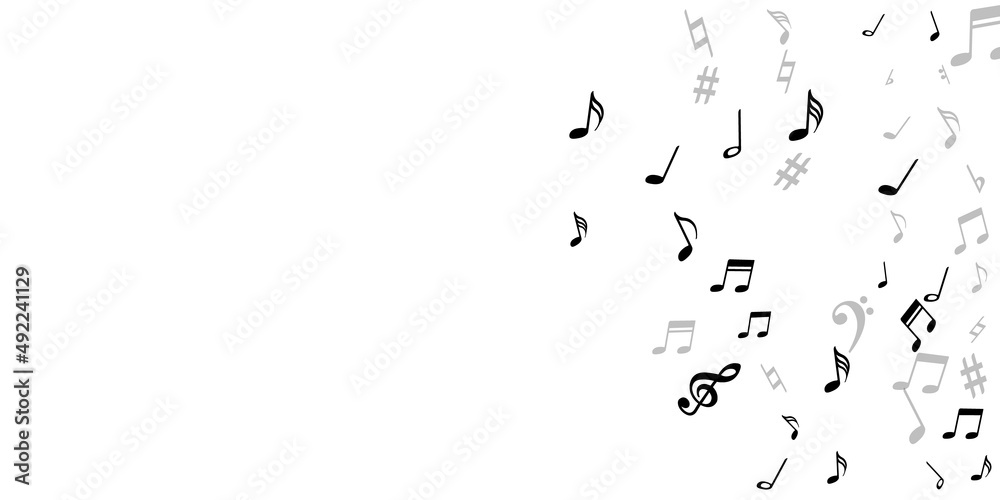 Fototapeta premium Music notes flying vector backdrop. Audio