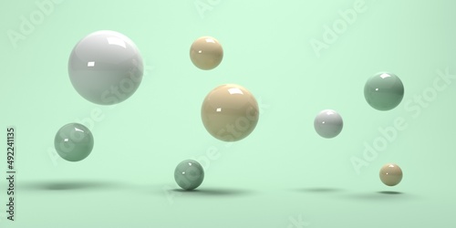 Spheres of many sizes - abstract 3D render design