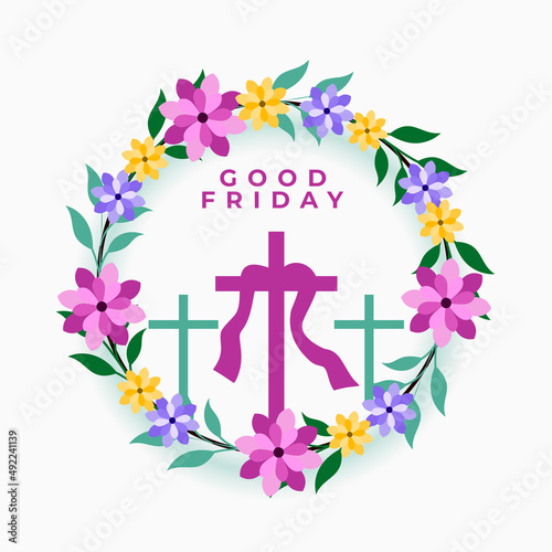 good friday flower frame decoration with cross