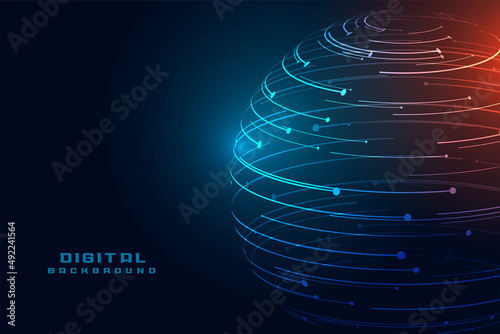 technology sphere with digital lines news background