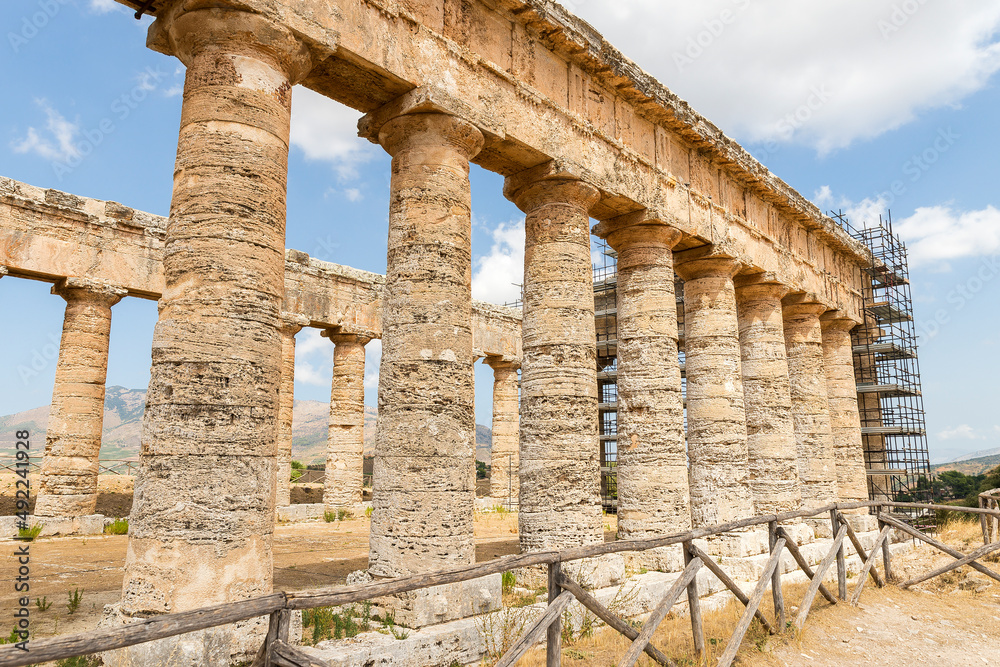 Architectural Sights of The Temple of Segesta ( Tempio di Segesta) in Trapani, Sicily, Italy.