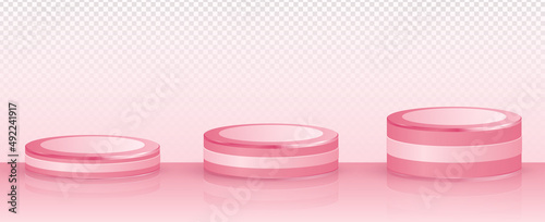 3d geometric pink podium for product placement and editable color Free Vector