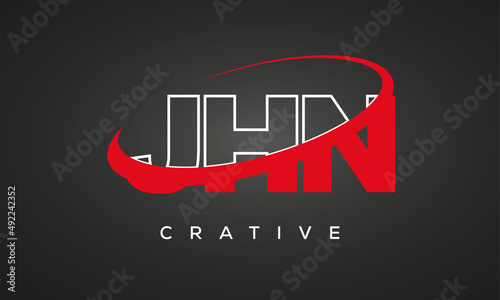 JHN creative letters logo with 360 symbol vector art template design photo