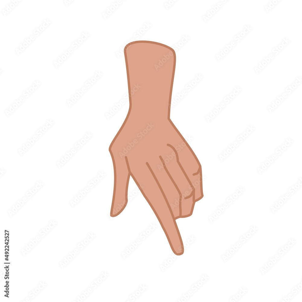 Hand Index finger down Flat vector illustration on white background Hand Index finger down Flat vector illustration on white background