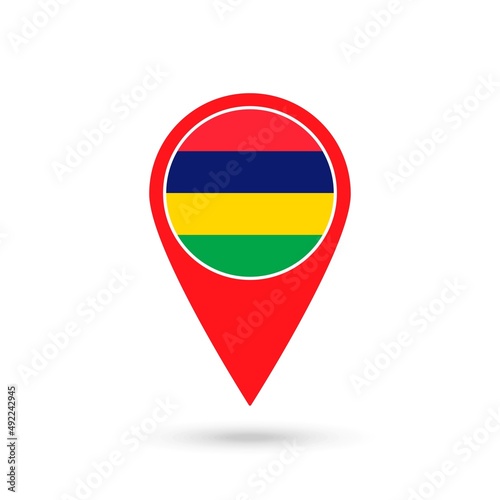 Free Download Map pointer with contry Mauritius. Mauritius flag. Vector illustration. - GFXLoad