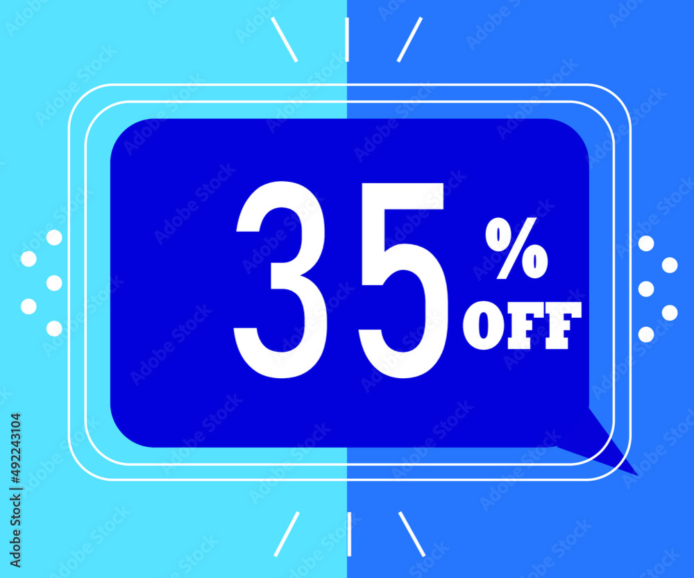 Sale banner for stores. 35% off. blue illustration Sale banner for stores. 35% off. blue illustration