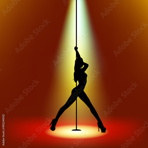Pole dancer.Pole dancer silhouette.Stripper silhouette.Striptease dancer