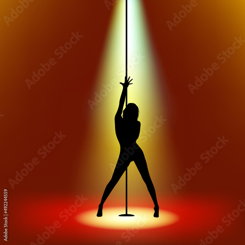 Pole dancer.Pole dancer silhouette.Stripper silhouette.Striptease dancer