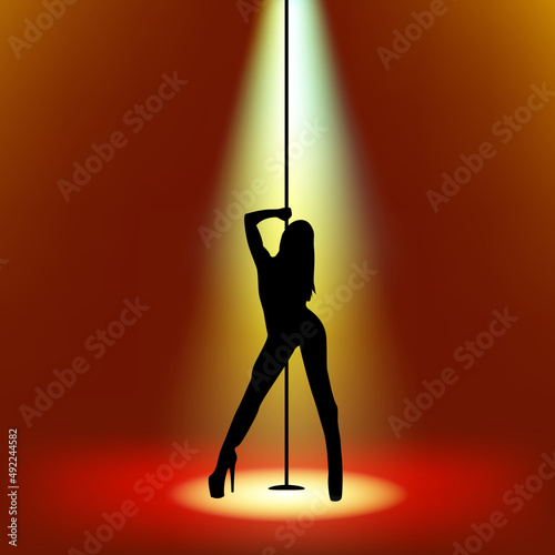 Pole dancer.Pole dancer silhouette.Stripper silhouette.Striptease dancer